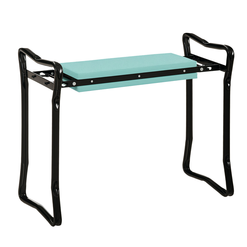 Tabouret de jardin pliant avec assise et genouillère, vert foncé