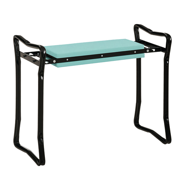 Tabouret de jardin pliant avec assise et genouillère, vert foncé
