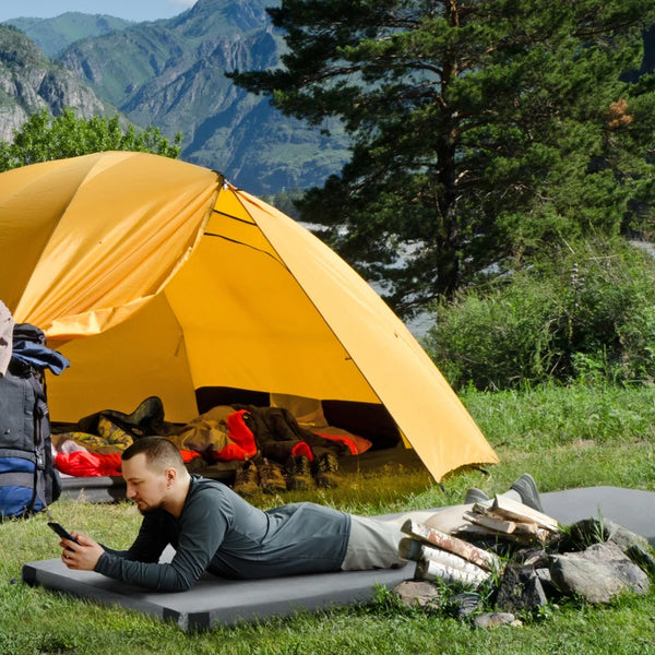 Matelas de sol en mousse à mémoire de forme avec sac de transport, gris