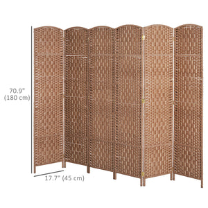 Cloison de séparation pliable avec 6 panneaux, couleur naturelle