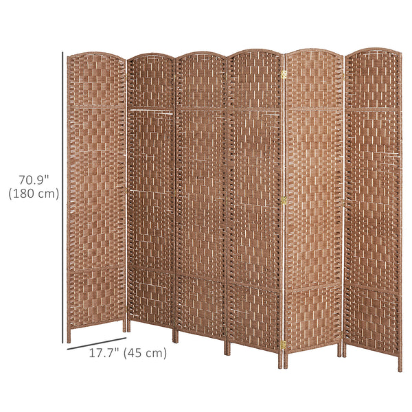 Cloison de séparation pliable avec 6 panneaux, couleur naturelle