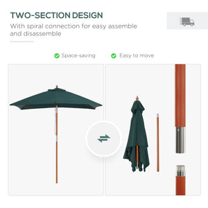 6.6-foot square parasol with tilt mechanism, green 