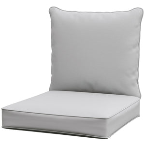 Coussins de chaise de patio épais et profonds pour siège d'extérieur avec coussin de dossier, gris clair