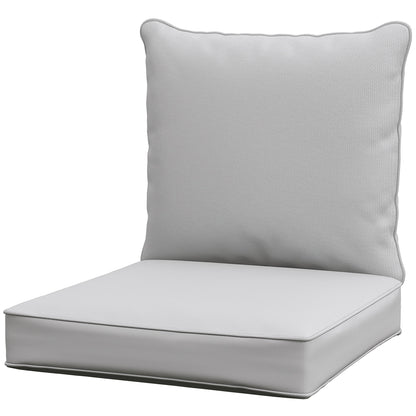 Coussins de chaise de patio épais et profonds pour siège d'extérieur avec coussin de dossier, gris clair