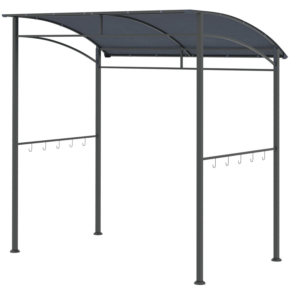 7' x 5' BBQ Grill Gazebo Tent, Garden Grill Canopy with Steel Frame and Hooks, Outdoor Sun Shade, Grey