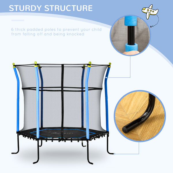 160cm Indoor Mini Trampoline with Safety Net, Blue