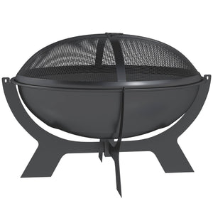 Foyer à bois pour l'extérieur avec tisonnier, foyer portatif pour feu de joie, noir