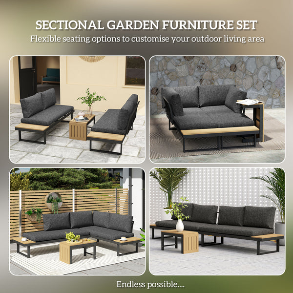 Ensemble de mobilier de jardin d'angle 3 pièces en aluminium
