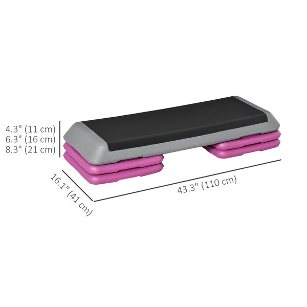 Stepper d'aérobic réglable de 43 pouces à 3 niveaux avec rehausseurs noir et violet