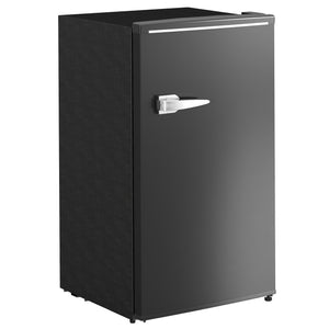 Mini-réfrigérateur rétro compact à une porte de 88 litres (3,1 pi³), thermostat réglable, 2 étagères en verre, noir
