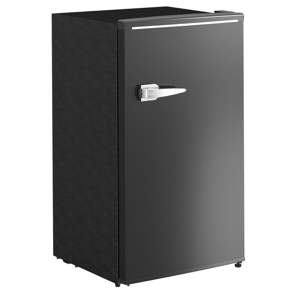 Mini-réfrigérateur rétro compact à une porte de 88 litres (3,1 pi³), thermostat réglable, 2 étagères en verre, noir
