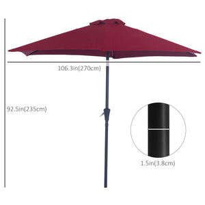 Parasol de terrasse de 8,5 pieds, rouge bordeaux