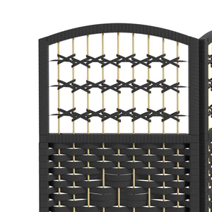 Cloison de séparation pliable à 6 panneaux en fibre ondulée, noir