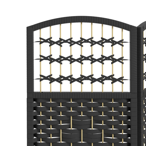 Cloison de séparation pliable à 6 panneaux en fibre ondulée, noir