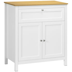 Buffet avec tiroir, armoire à double porte et étagère réglable, blanc.
