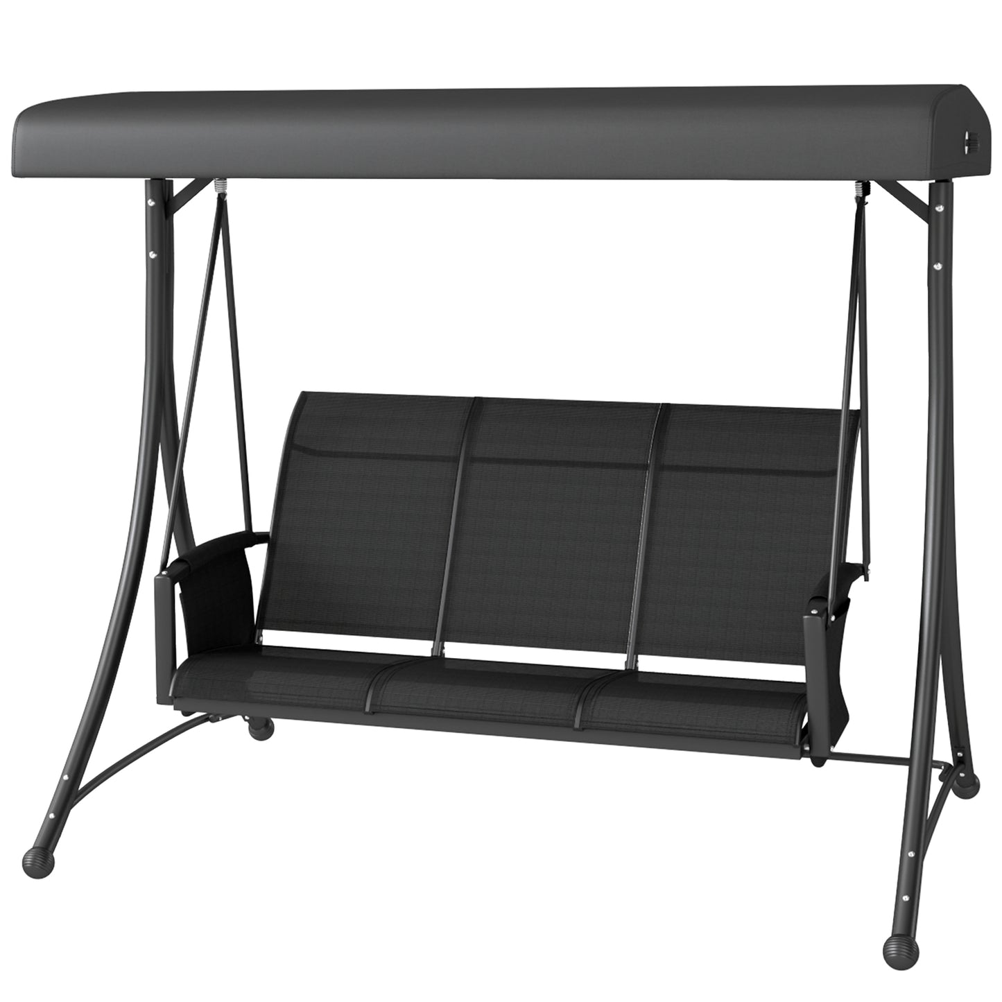 Outsunny 3 Person Outdoor Swing with Adjustable Canopy, Black