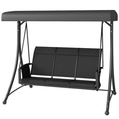 Outsunny 3 Person Outdoor Swing with Adjustable Canopy, Black