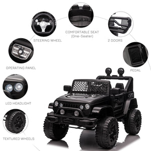 12V Kids Ride On Car with Parental Remote Control, Black