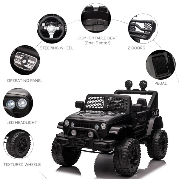 12V Kids Ride On Car with Parental Remote Control, Black