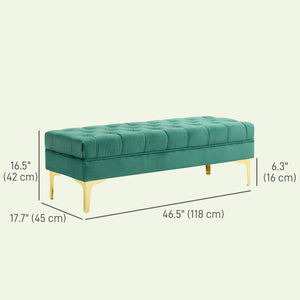 Banc de lit rembourré avec capitonnage à boutons, vert foncé