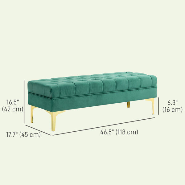 Banc de lit rembourré avec capitonnage à boutons, vert foncé
