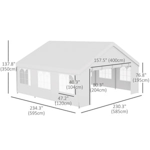 Heavy Duty Party Tent, 19.5' x 19' Large Sun Shade Canopy Tent for Parties, Events, BBQ Grill, White