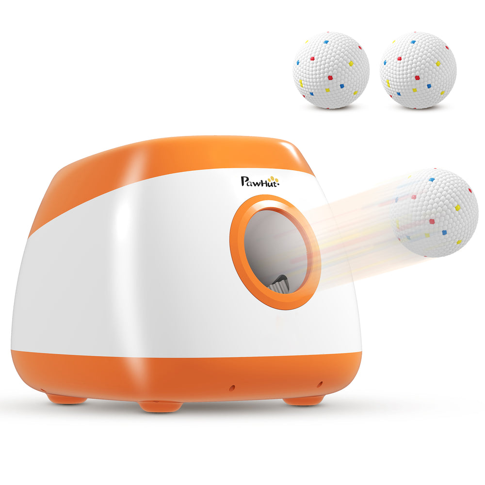 Automatic Dog Ball Launcher, Automatic Ball Launcher with 6 ETPU Balls, 26-79ft, for Medium and Large Dogs, Orange