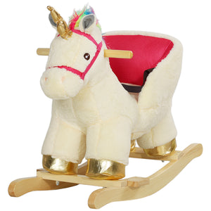 Unicorn Rocking Horse with Sound, Seat Belt, Wooden Base, for 18-36 Months