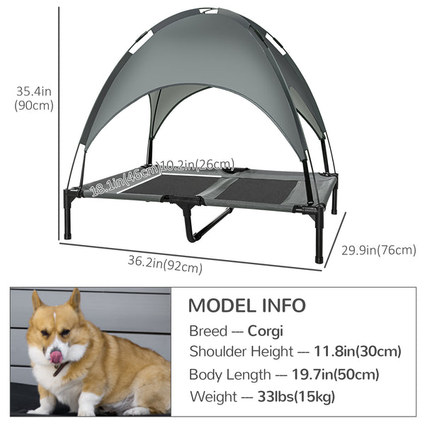 Lit surélevé pour grand chien avec sac de transport, gris