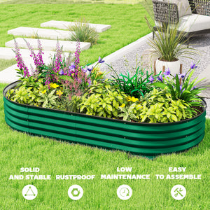 Jardinière d'extérieur surélevée en acier galvanisé avec tuteur métallique, verte