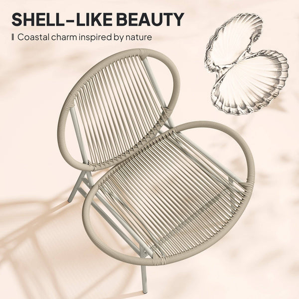 Ensemble bistrot en rotin, ensemble de 3 meubles de jardin, gris clair