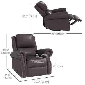 Fauteuil inclinable pivotant à bascule en cuir PU avec dossier, marron