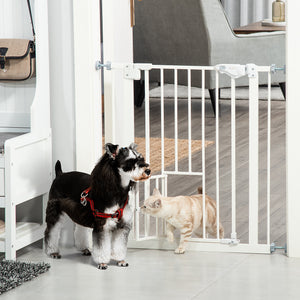 Barrière pour animaux extra large à fixation par pression avec chatière, blanche