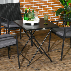 Table basse pliante carrée avec plateau en métal, noire