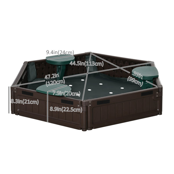 Bac à sable avec housse imperméable en tissu Oxford, marron