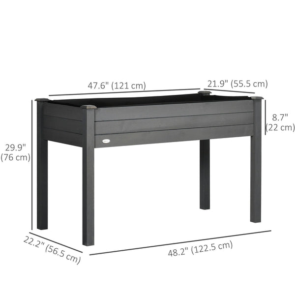 Jardinière surélevée en bois 86 x 45 x 76 cm, javec pieds, trous de drainage, sac intérieur pour jardin, gris foncé