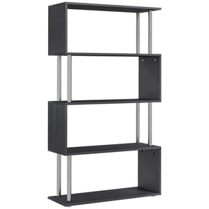 Bibliothèque géométrique en bois à 5 niveaux, noir