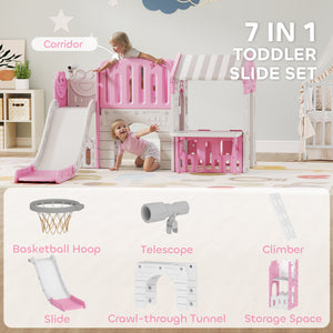 Toboggan 7 en 1 pour tout-petits, rose