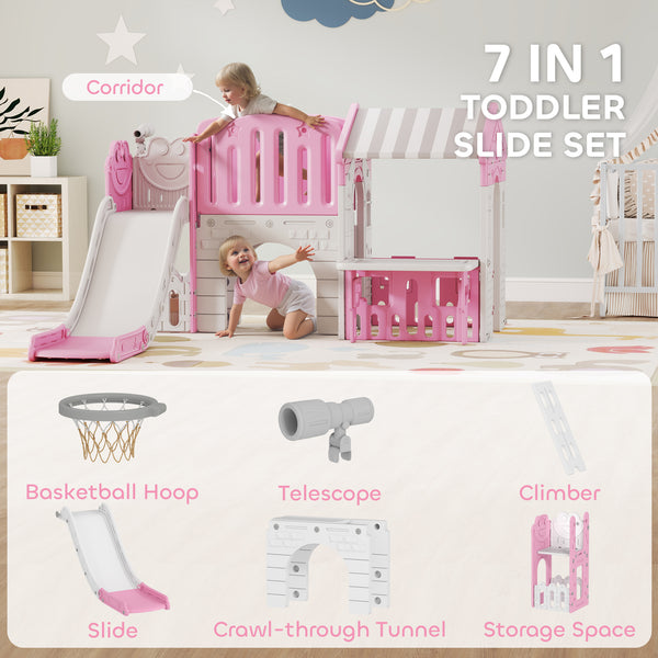 Toboggan 7 en 1 pour tout-petits, rose