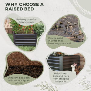 Jardinière surélevée galvanisée avec tiges renforcées, gris foncé