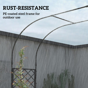 Garden arch with trellis and 2 planters, black