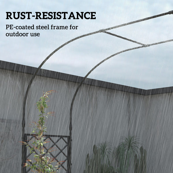 Garden arch with trellis and 2 planters, black