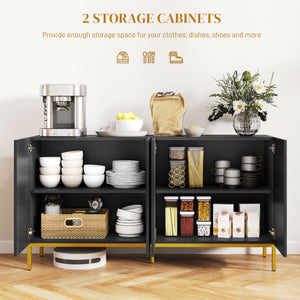 Buffet de rangement avec étagères réglables, portes à fermeture amortie, noir