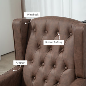 Fauteuil d'appoint moderne en similicuir avec rembourrage épais, marron