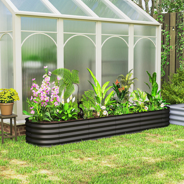 Jardinière surélevée galvanisée avec bordure de sécurité, noir