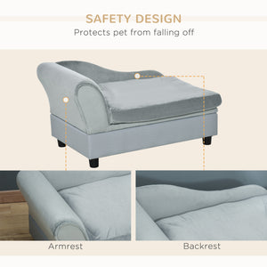 Canapé pour animaux de compagnie, pour petits chiens et chats, coussin en éponge, gris clair