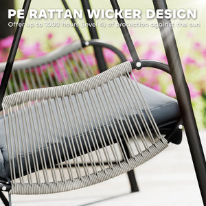 Fauteuil suspendu avec support et coussin d'assise inclus, gris clair