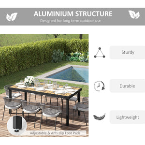 Table de jardin rectangulaire avec structure en aluminium