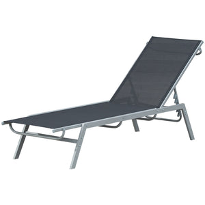 Chaise longue d'extérieur avec dossier 5 positions, noire