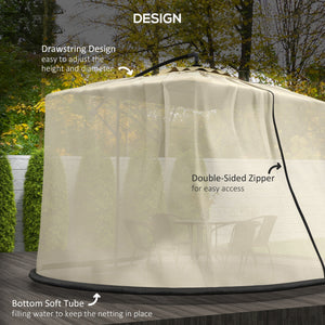 Moustiquaire de protection pour parasol de 7.5 pieds avec porte zippée, beige